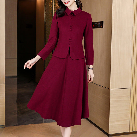 Traje de Lana para Mujer Estilo Occidental Falda Dos Piezas - Image 3