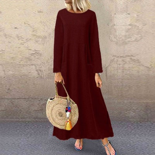 Blusa de Manga Larga Talla Grande - Colores Sólidos para Otoño e Invierno
