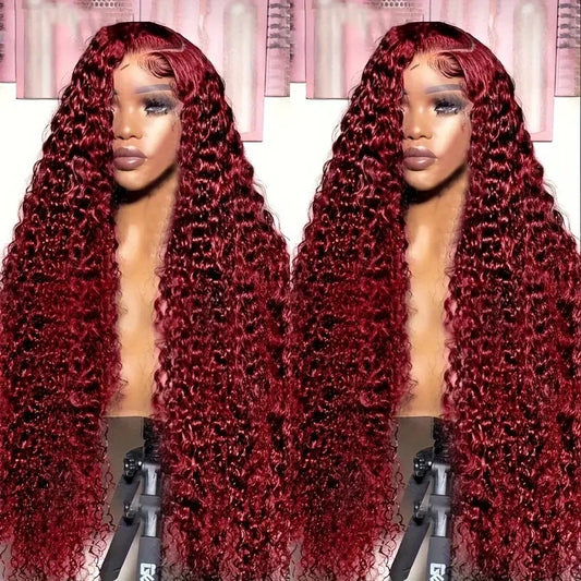 Peluca Rizada Rojo Vino - Cambio de Look Instantáneo