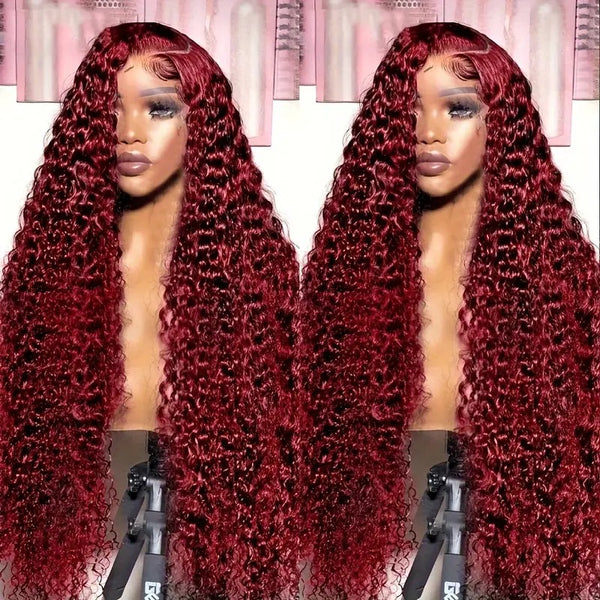Peluca Rizada Rojo Vino - Cambio de Look Instantáneo
