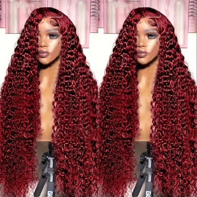 Peluca Rizada Rojo Vino - Cambio de Look Instantáneo