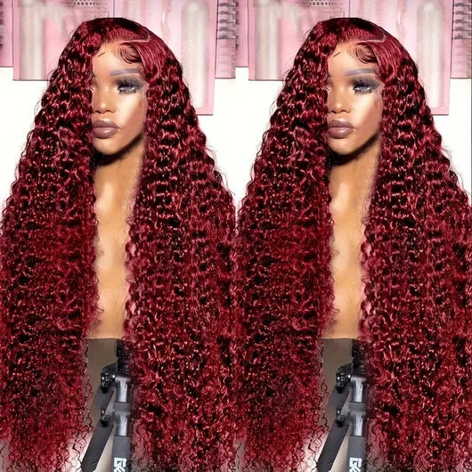 Peluca Rizada Rojo Vino - Cambio de Look Instantáneo