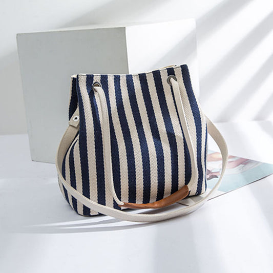 Bolsa de Lona a Bandolera con Rayas Minimalista