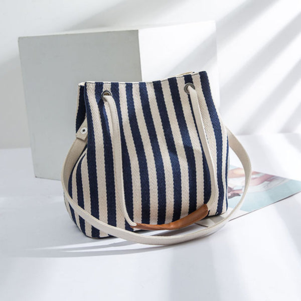 Bolsa de Lona a Bandolera con Rayas Minimalista