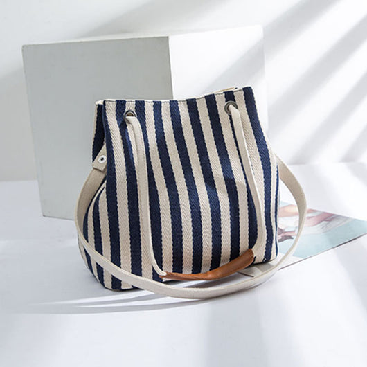 Bolsa de Lona a Bandolera con Rayas Minimalista