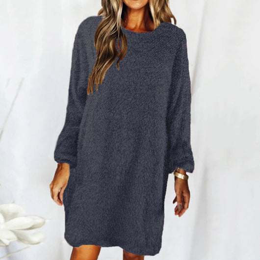 Vestido Suéter Largo Holgado en Felpa - Image 11