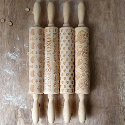 Rodillo para Galletas con Letras de Madera Grabadas para San Valentín
