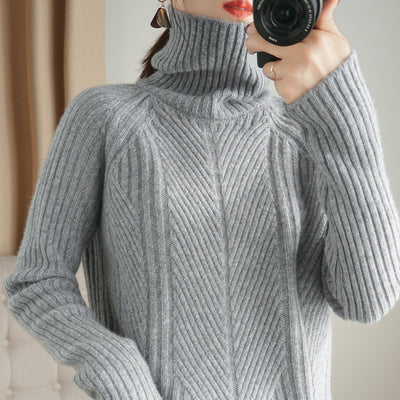 Suéter de Cuello Alto en Lana para Mujer - Pullover Tejido de Manga Larga - Image 11