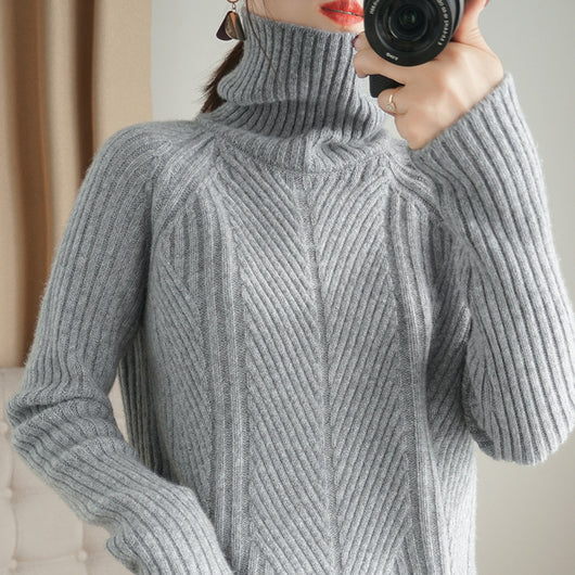 Suéter de Cuello Alto en Lana para Mujer - Pullover Tejido de Manga Larga - Image 11