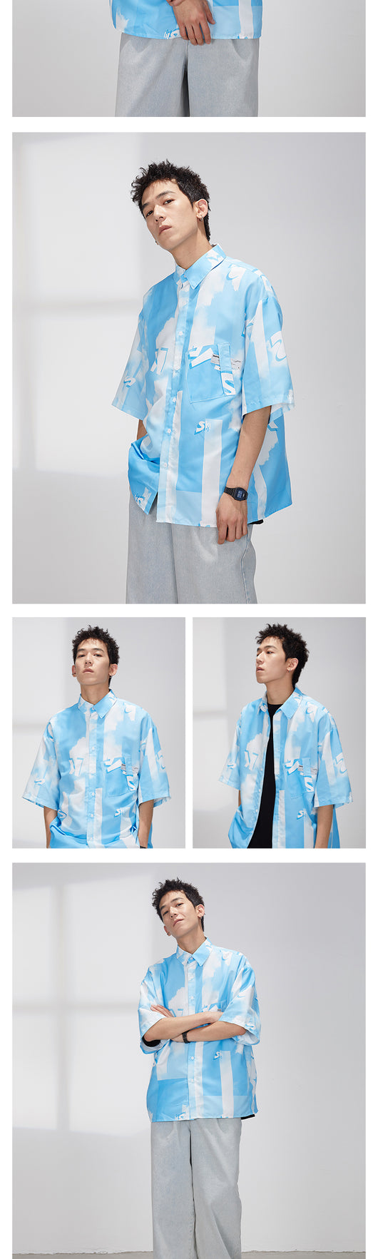 Camisa Retro Suelta con Estampado Completo de Manga Corta - Image 9