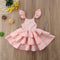 Vestido Infantil Cuadrille con Espalda Descubierta y Mangas Volantes