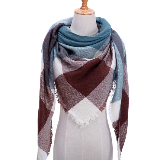 Bufanda de Cashmira Artificial Otoño Invierno Triangular Pareja Cuadros Cálida - Image 15