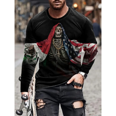 Playera Hombre Estilo Retro 3D Hip-hop Oversize Manga Larga Cuello Redondo - Image 15