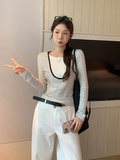 Blusa Coreana Ajustada para Transición de Otoño - Image 8