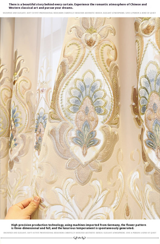 Cortinas Europeas de Lujo con Bordado Hueco de Flores para Sala de Estar - Image 13