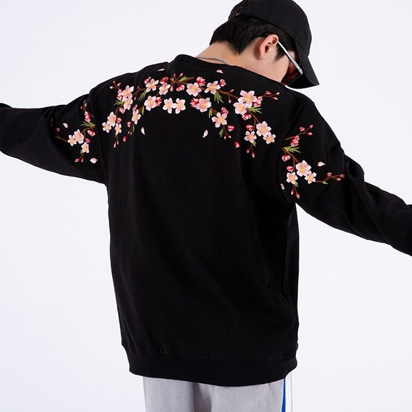 Suéter Oversize para Hombre Cuello Redondo con Bordado en Ciruela