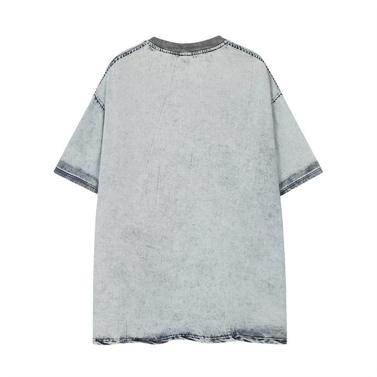 Camisa de Mezclilla Azul Clásica de Manga Corta para Hombre - Image 2