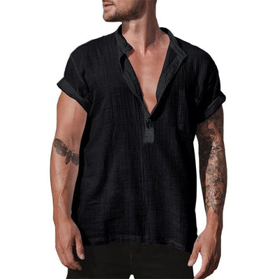 Camisa Suelta de Cuello Clásico con Bolsillo y Manga Corta - Image 14