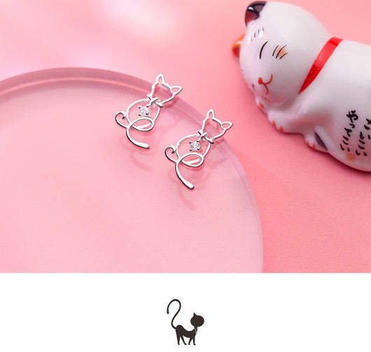 Aretes de Gato Minimalista en Aleación - Diseño Adorable para Mujer - Image 10