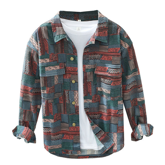 Camisa Suelta Estampada Versátil para Hombre - Diseño Japonés - Image 2