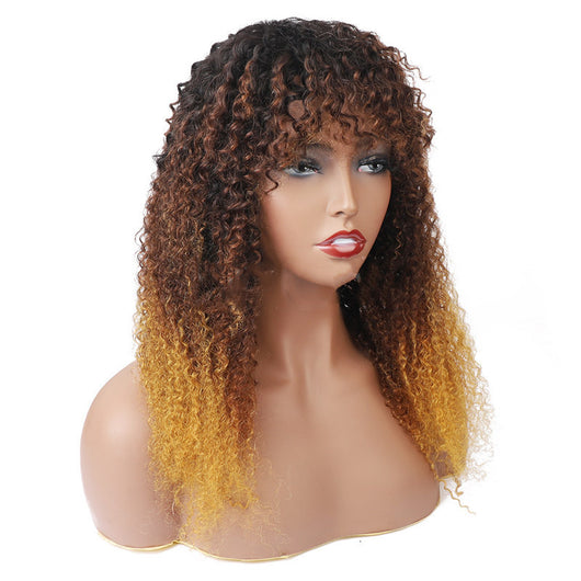 Peluca Cabello Natural Mecanismo Completo Tres Colores Cabello Liso y Rizado - Image 4