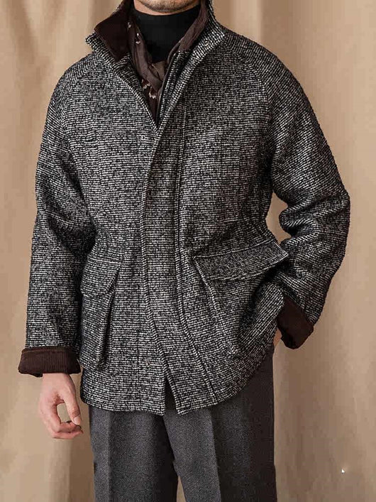 Abrigo de Lana Vintage Cuello Mao Invierno Cálido - Image 5