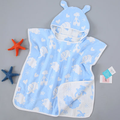 Capa de Baño Infantil con Capucha de Algodón Gasa Pura