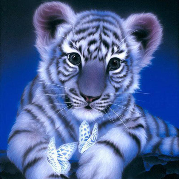 Bordado de Diamantes Tigre y Mariposa