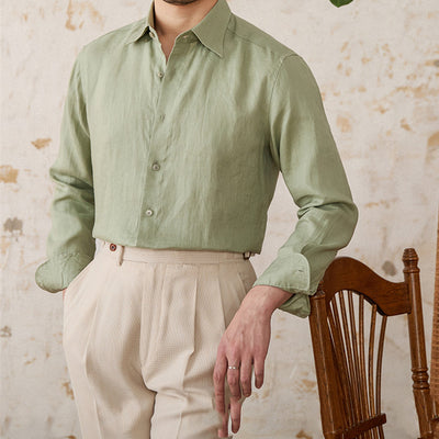 Camisa de Lino Manga Larga Delgada
