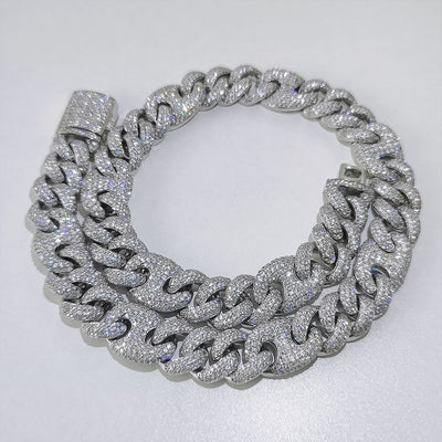 Cadena Cubana Hip Hop 15mm Tres en Uno con Cierre Nariz de Cerdo - Collar y Pulsera - Image 24