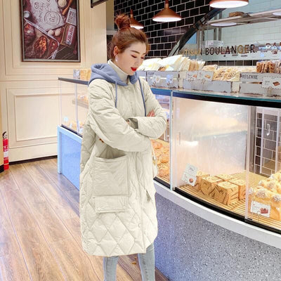 Chaqueta Acolchada Mujer Talla Grande con Capucha - Diseño Rombos Cuadros Oversize - Image 18