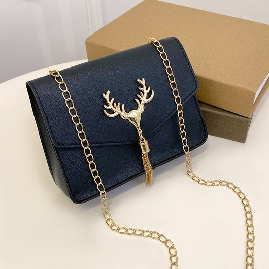 Bolso Crossbody Cuadrado Pequeño con Cadena y Detalle de Borla - Diseño Bicolor Elegante - Image 8