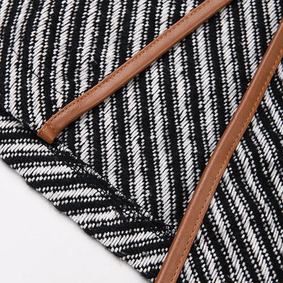 Abrigo de Lana Rayado con Cuello Maillard para Otoño e Invierno - Image 11