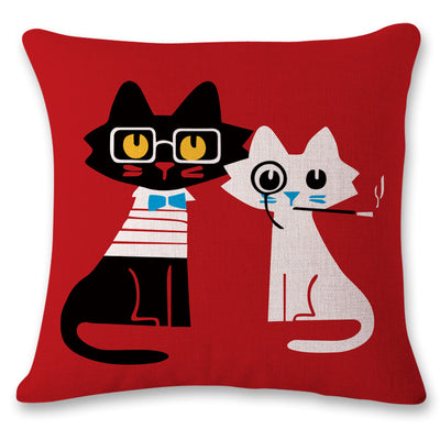 Funda de Almohada de Lino con Diseño de Gato Adorable - Image 8