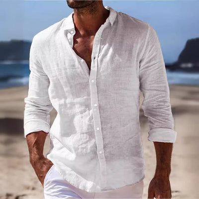Camisa Casual de Algodón y Lino para Hombre - Image 2