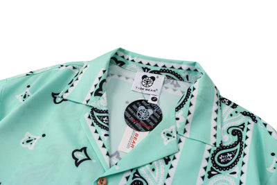 Conjunto Casual Hombre Camisa y Shorts Estampado Flor de Marañón Verde - Image 14