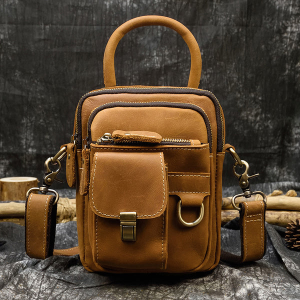 Bolsa Cruzada de Cuero Multifuncional para Hombre