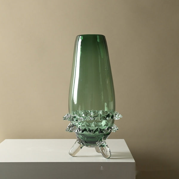 Jarrón de Cristal Transparente con Base Alta Elegante