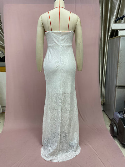 Vestido Elegante Ajustado con Lentejuelas Blancas para Mujer - Image 13