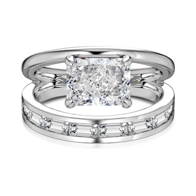 Anillo Doble Capa Plata S925 Flor de Hielo Rectangular con Zirconia 8A - Image 6