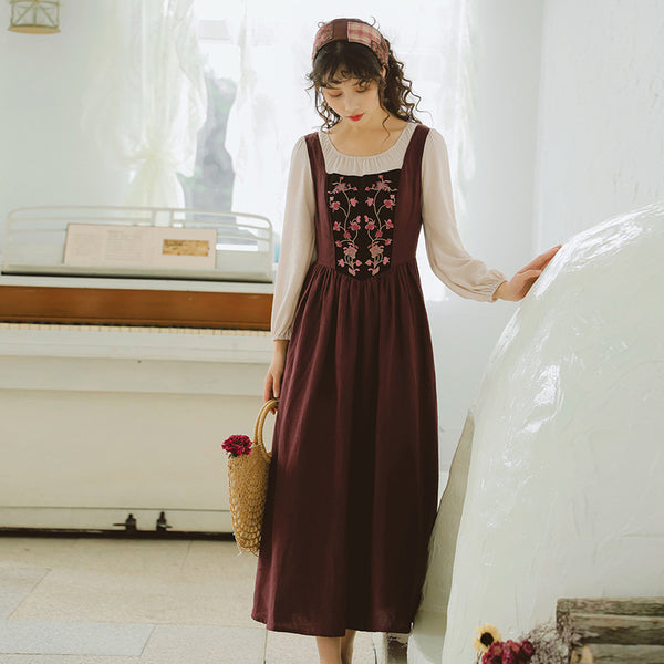 Vestido Hada Pastoril de Manga Larga Estilo Vintage