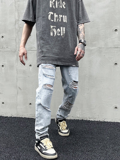 Jeans Slim Fit Desgastado con Roturas Estratégicas y Efecto Tinta - Image 5