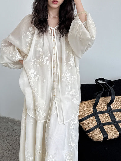 Vestido Camisero Bordado Estilo Chino Midi - Image 10