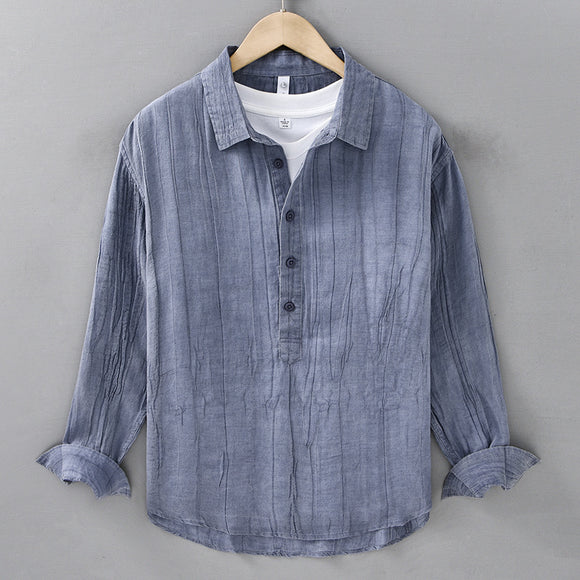 Camisa de Lino Casual con Textura Arrugada