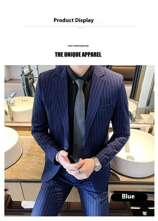 Traje Casual de Dos Piezas a Rayas para Hombre - Image 12