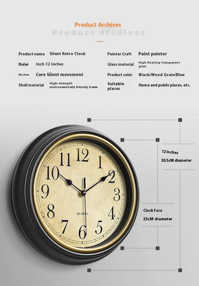 Reloj de Pared Retro Silencioso sin Perforaciones - Image 12