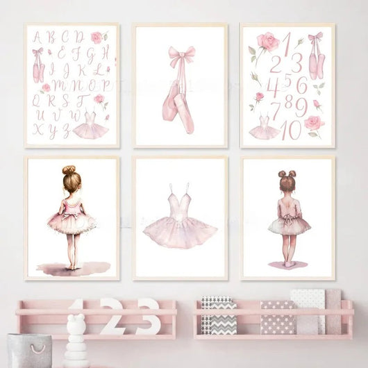 Cuadro Infantil con Letras y Números para Decoración de Habitación