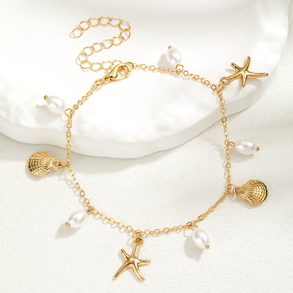 Tobillera Ajustable con Dije Estrella de Mar en Aleación para Mujer