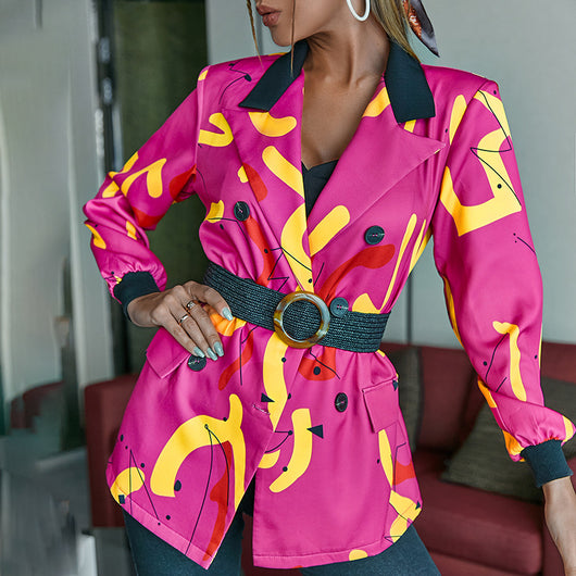Blazer Ejecutivo de Solapa Clásica con Doble Botonadura y Estampado Moderno - Image 2