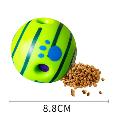Yellow and green textured dog toy ball with food leakage holes, measuring 10cm in diameter. - Image 33